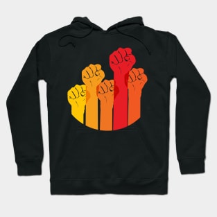 Colorful fists raised in the air to resist and protest Hoodie